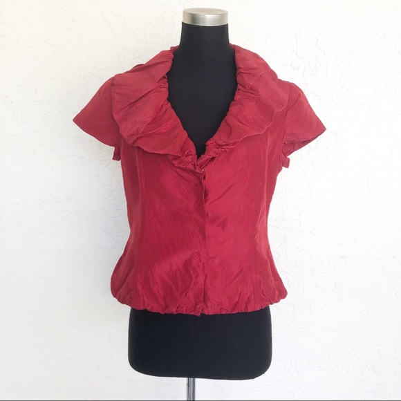 Rickie Freeman for Teri Jon Jackets & Blazers - Rickie Freeman Teri Jon Red Bolero Silk Taffeta Evening Blazer Jacket 6